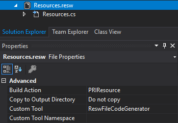 ReswFileCodeGenerator Custom Tool