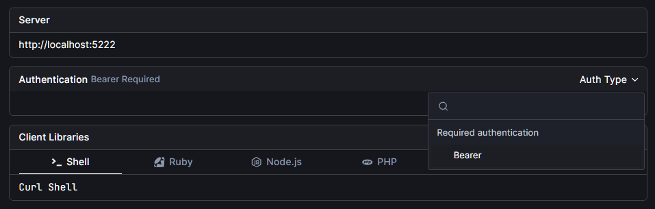 Scalar bearer auth type option