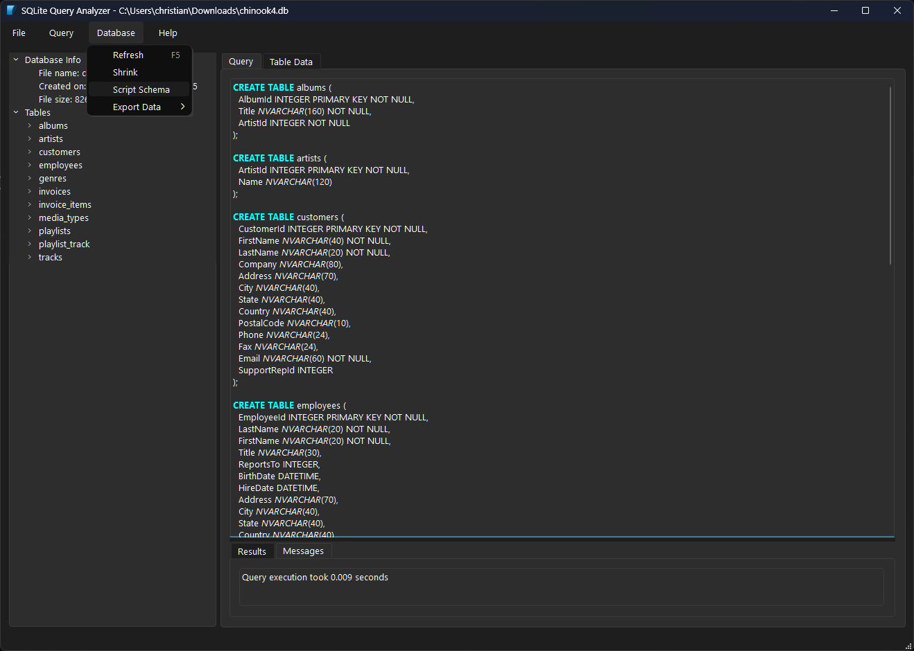 Export Schema